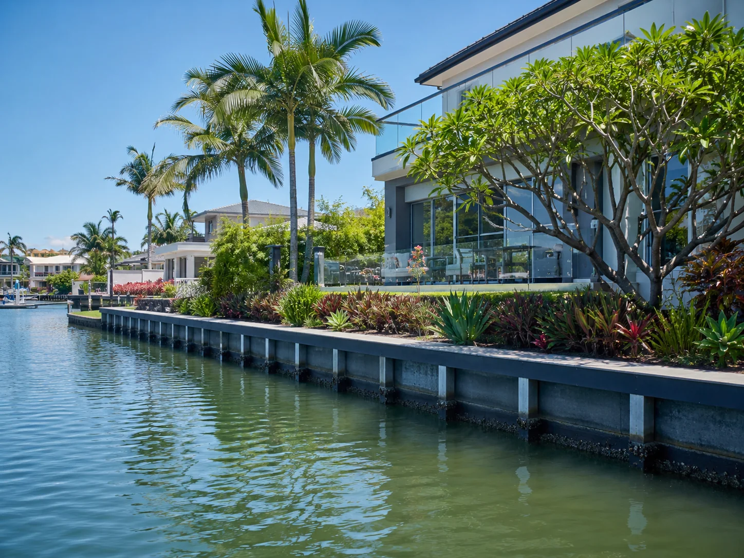 Waterfront homes beside a canal